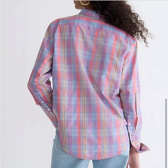 J. Crew Purple Plaid Garcon Cotton Voile Shirt - Picture 4 of 10
